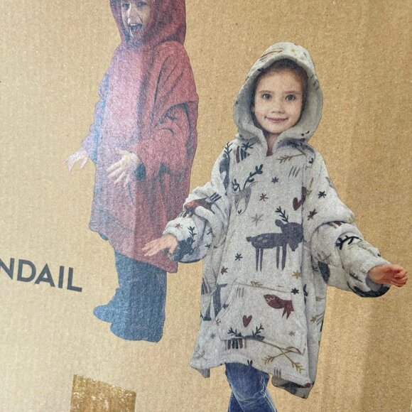 Blanket Hoodie Kids Comfy Oodie Wearable Blanket Sherpa Warm Cozy Oversized Blan - Picture 6 of 8